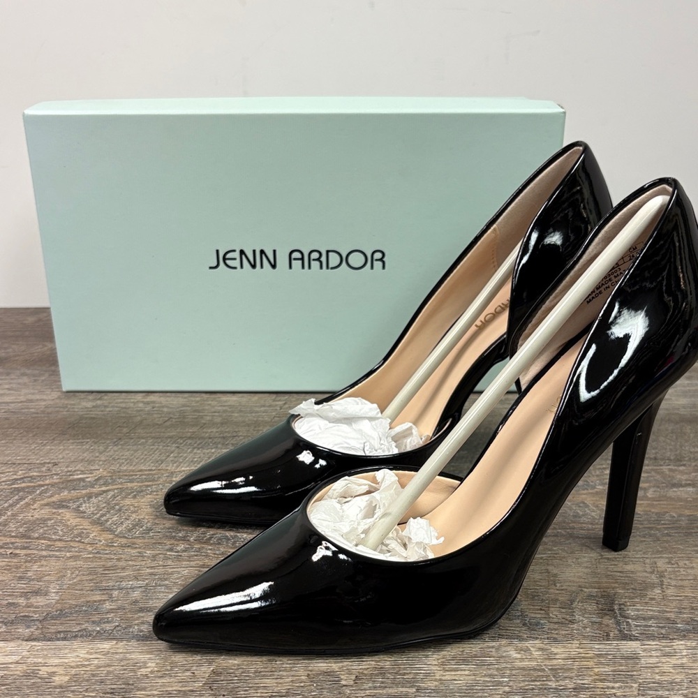 Jenn Ardor Black Patent Stiletto Pumps (Size 7.5)